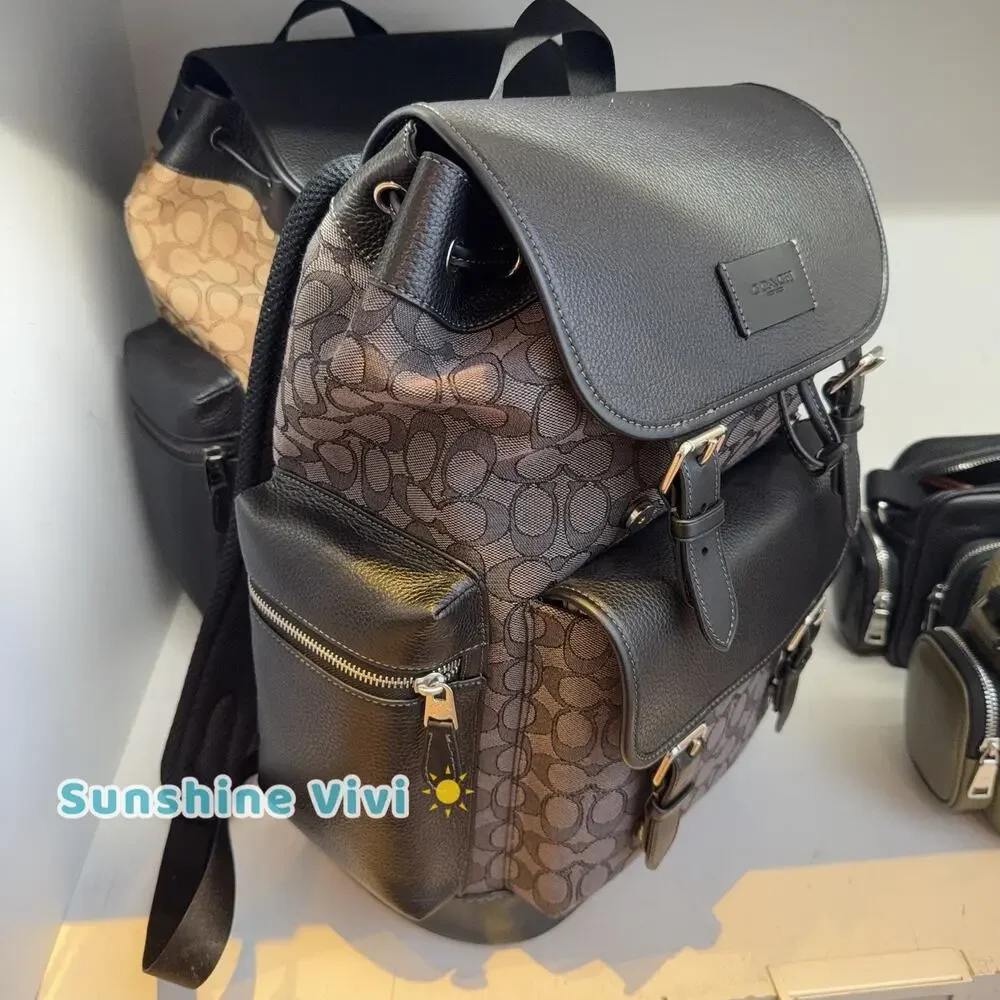 NWT Coach Men CBM50 Sprint Backpack In Signature Jacquard Charcoal/Black